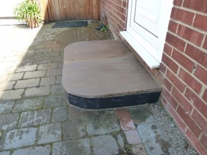 New doorstep made with kerb stones and Indian stone